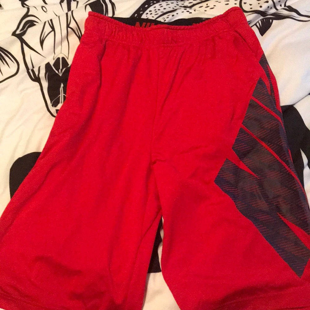 Blue and red Nike shorts